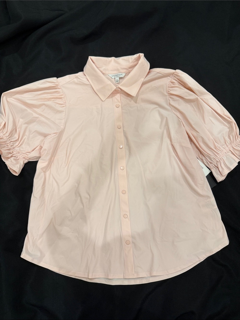 Liverpool Light Pink Puff-Sleeve Button-Down Shirt Size 1X NWT Office Dress